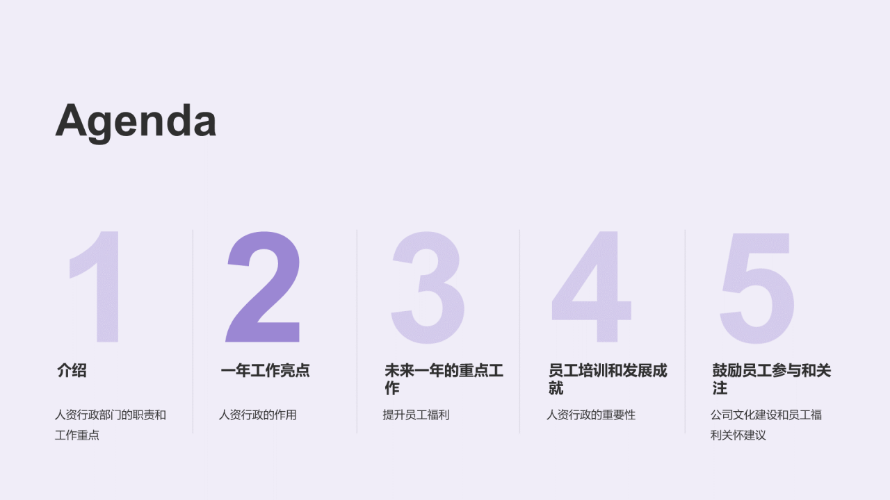 紫色创意炫酷人资行政部门年终总结PPT模板