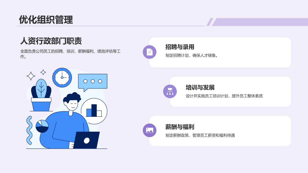 紫色创意炫酷人资行政部门年终总结PPT模板