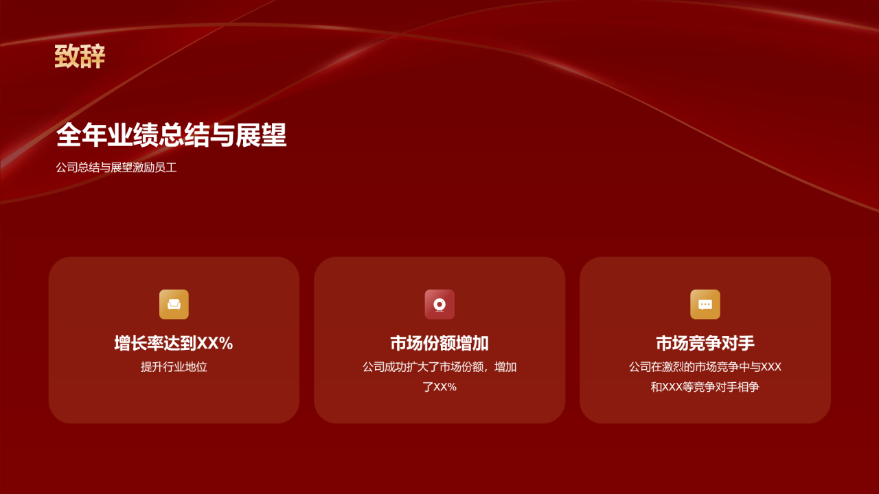 红色奢华企业年会业绩总结与展望PPT模板