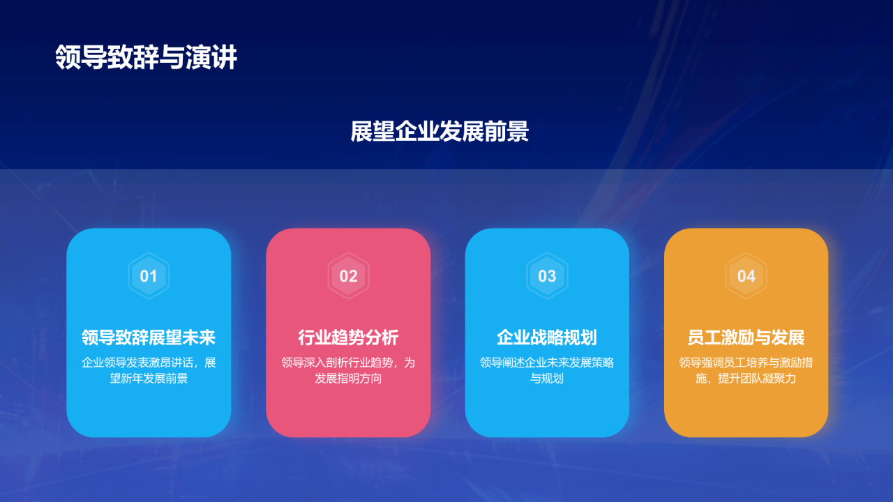 蓝色创意酷炫企业年终年会PPT模板