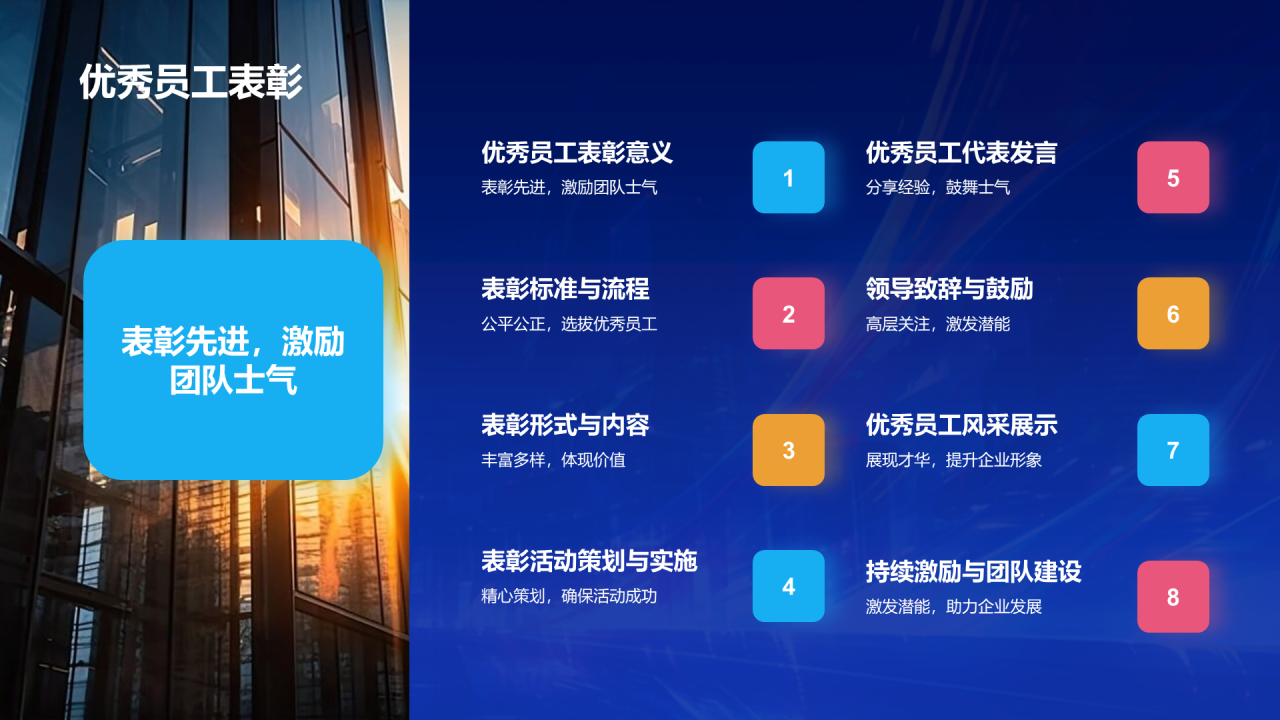 蓝色创意酷炫企业年终年会PPT模板