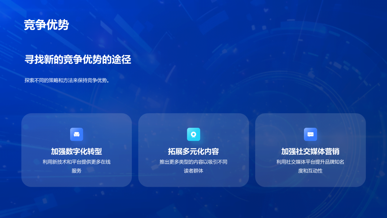 蓝色科技智能媒体年终总结PPT模板