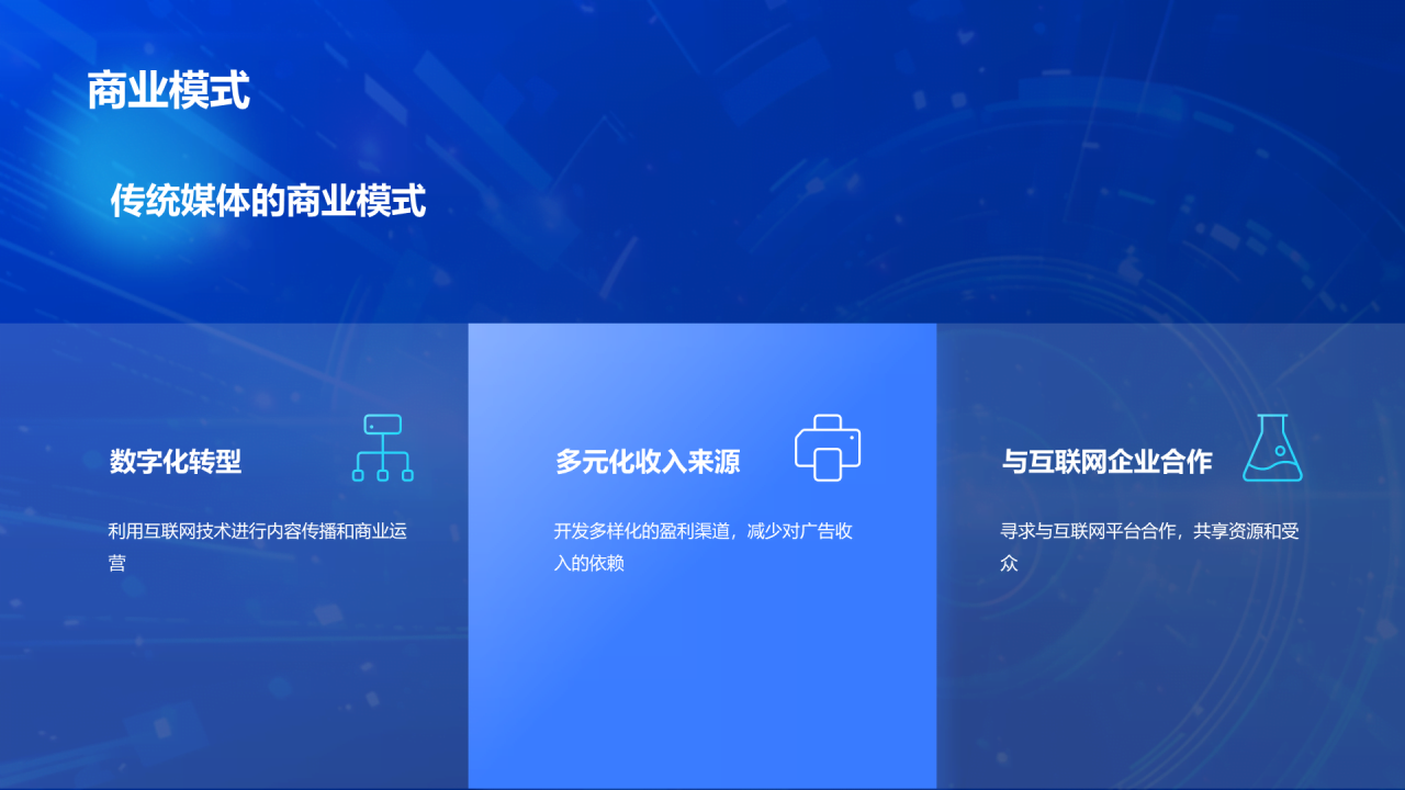 蓝色科技智能媒体年终总结PPT模板