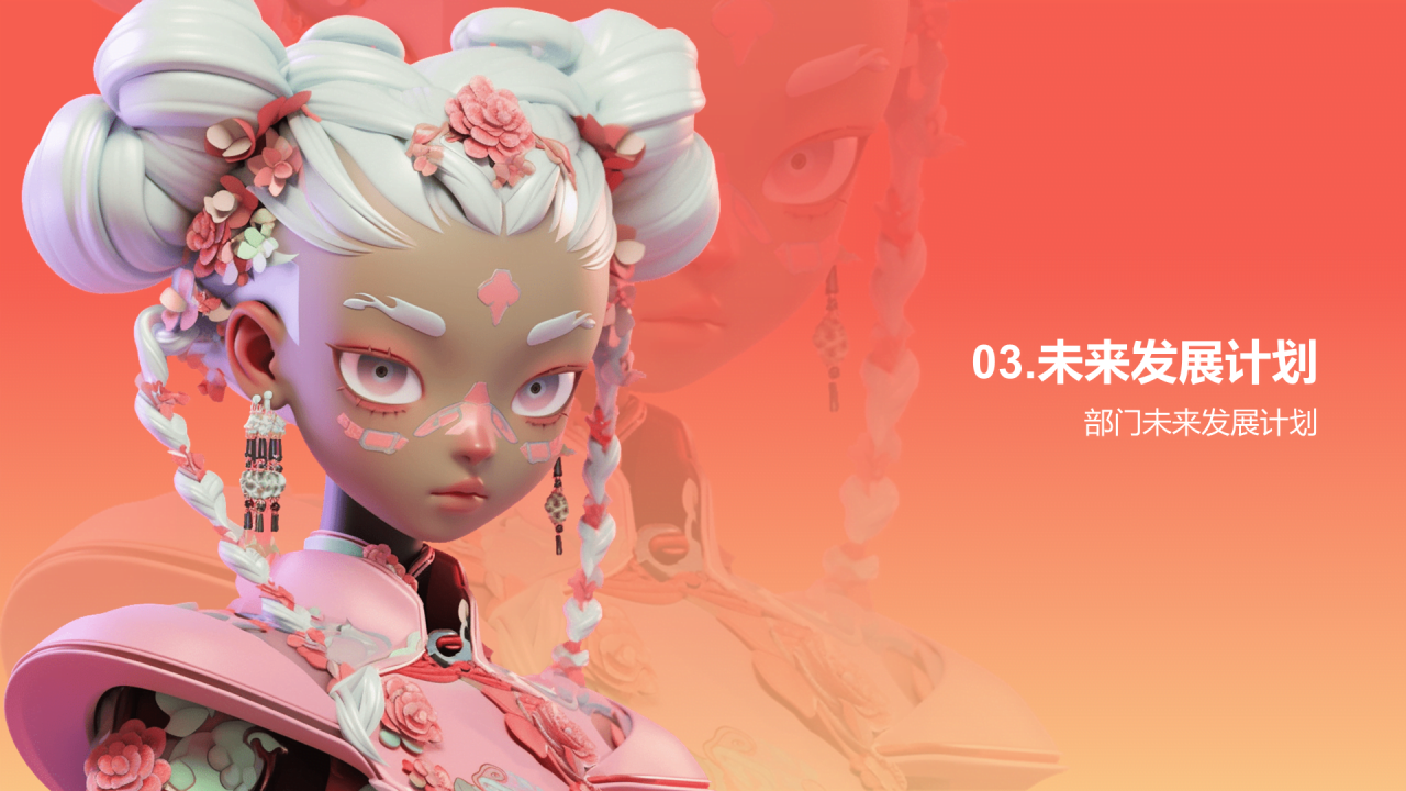 橙色创意酷炫3D服装时尚年终总结PPT模板