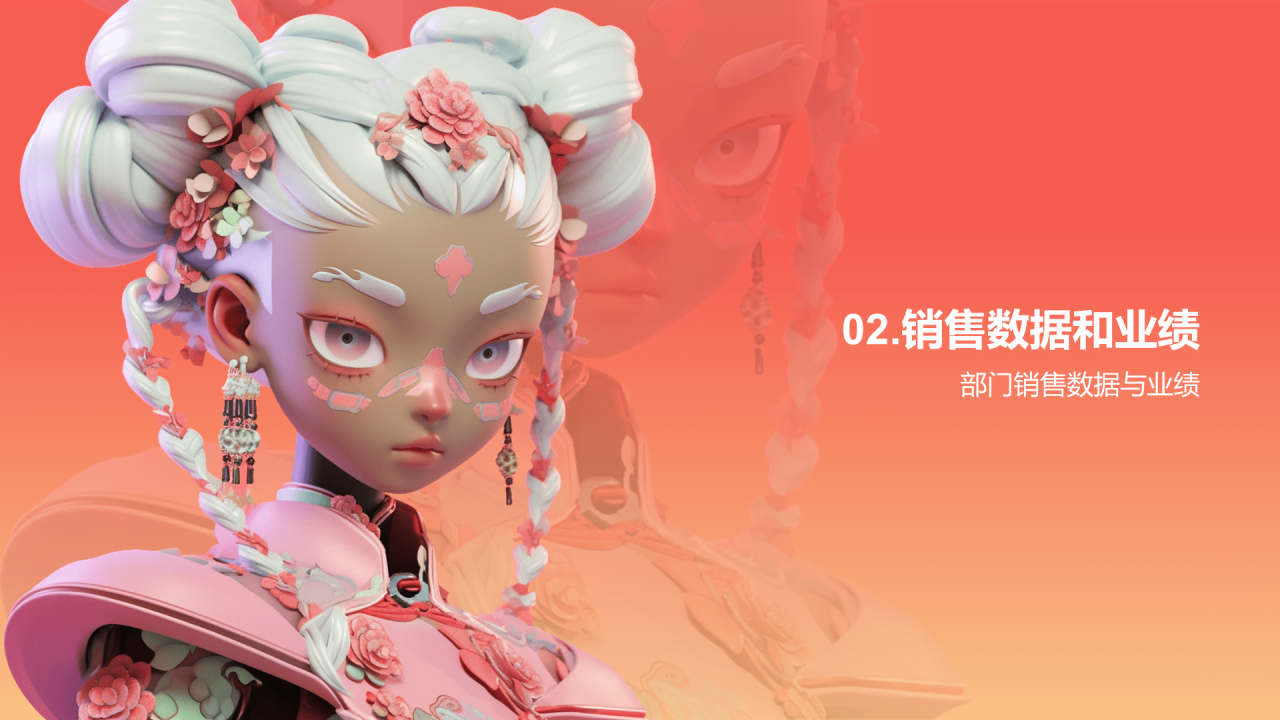 橙色创意酷炫3D服装时尚年终总结PPT模板