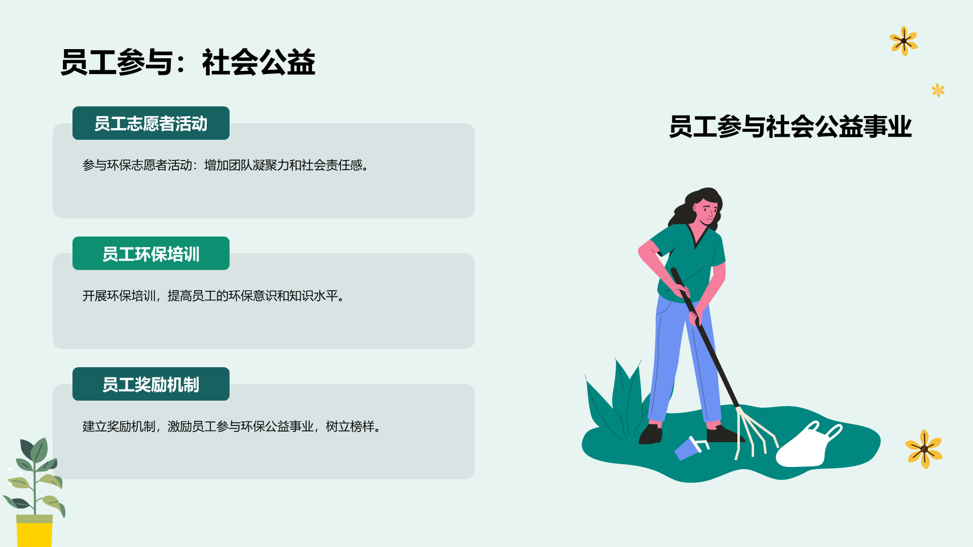 绿色插画环保公益工作年终总结PPT模板