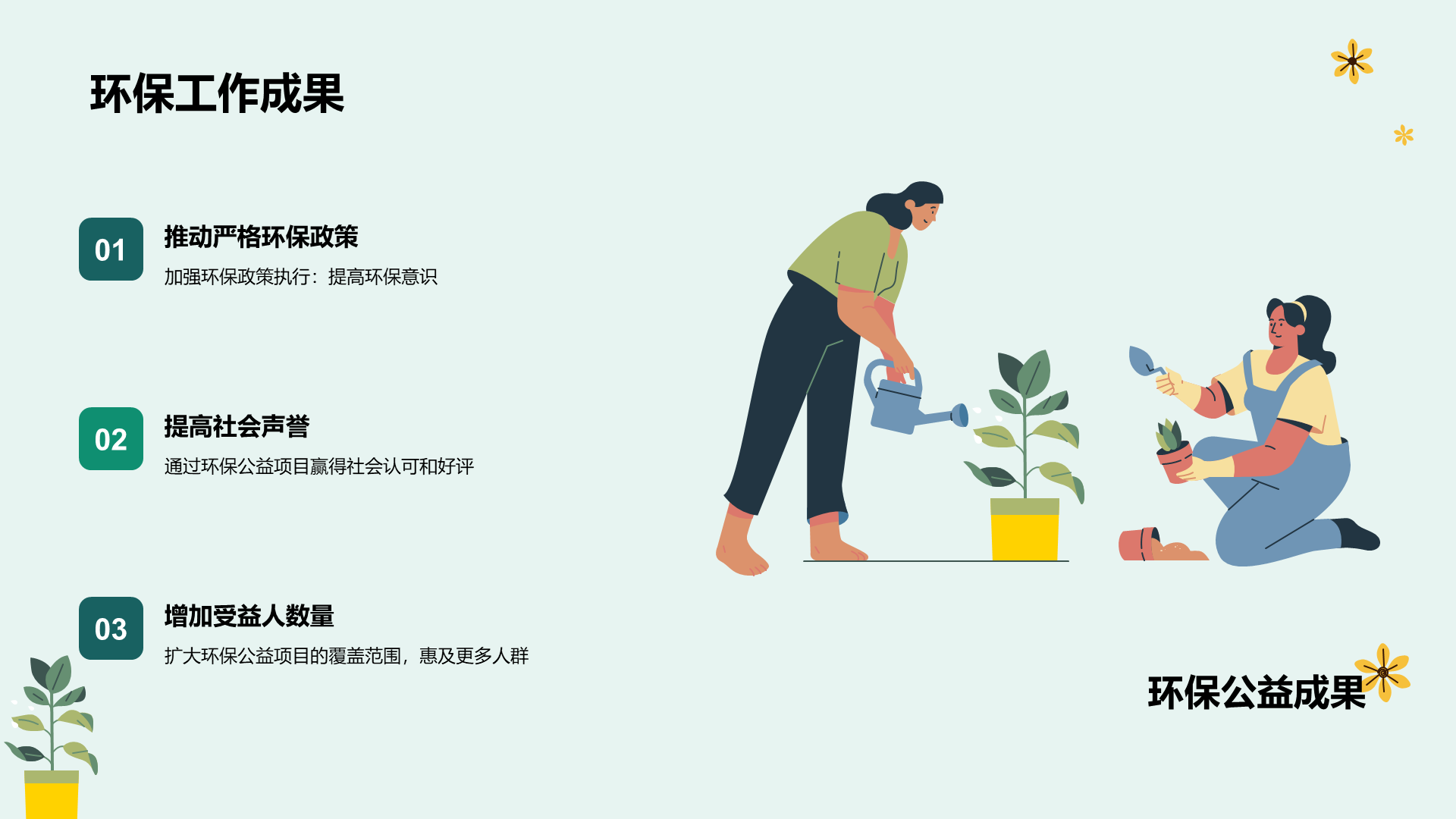 绿色插画环保公益工作年终总结PPT模板