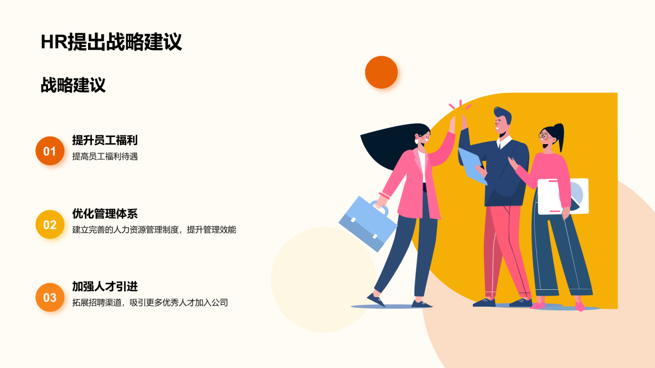 橙色插画人力资源行政年终总结PPT模板