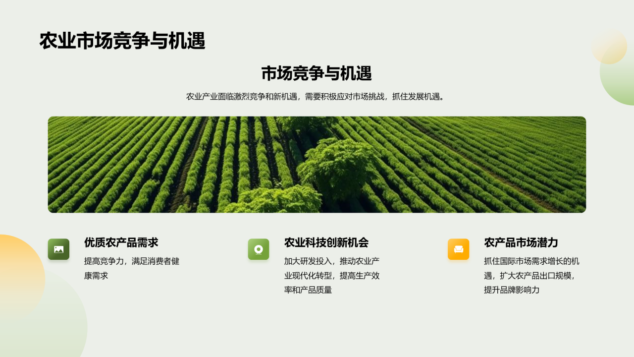 绿色商务农业产业年终总结PPT模板