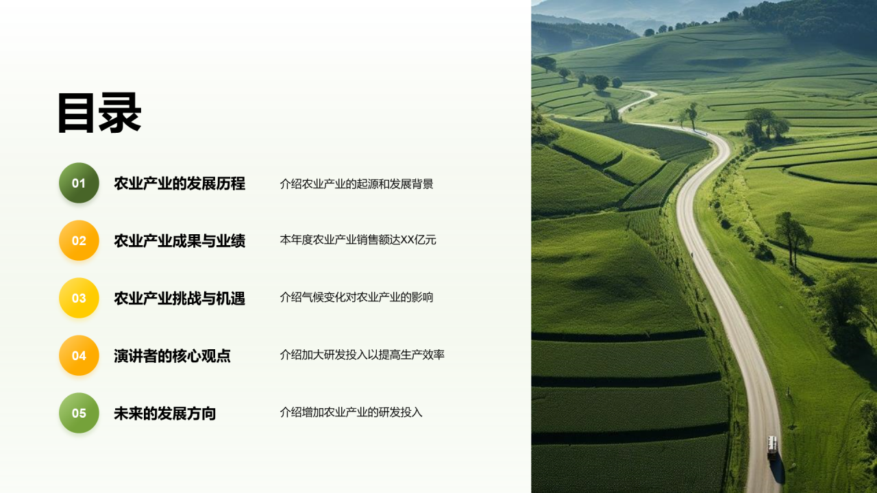 绿色商务农业产业年终总结PPT模板