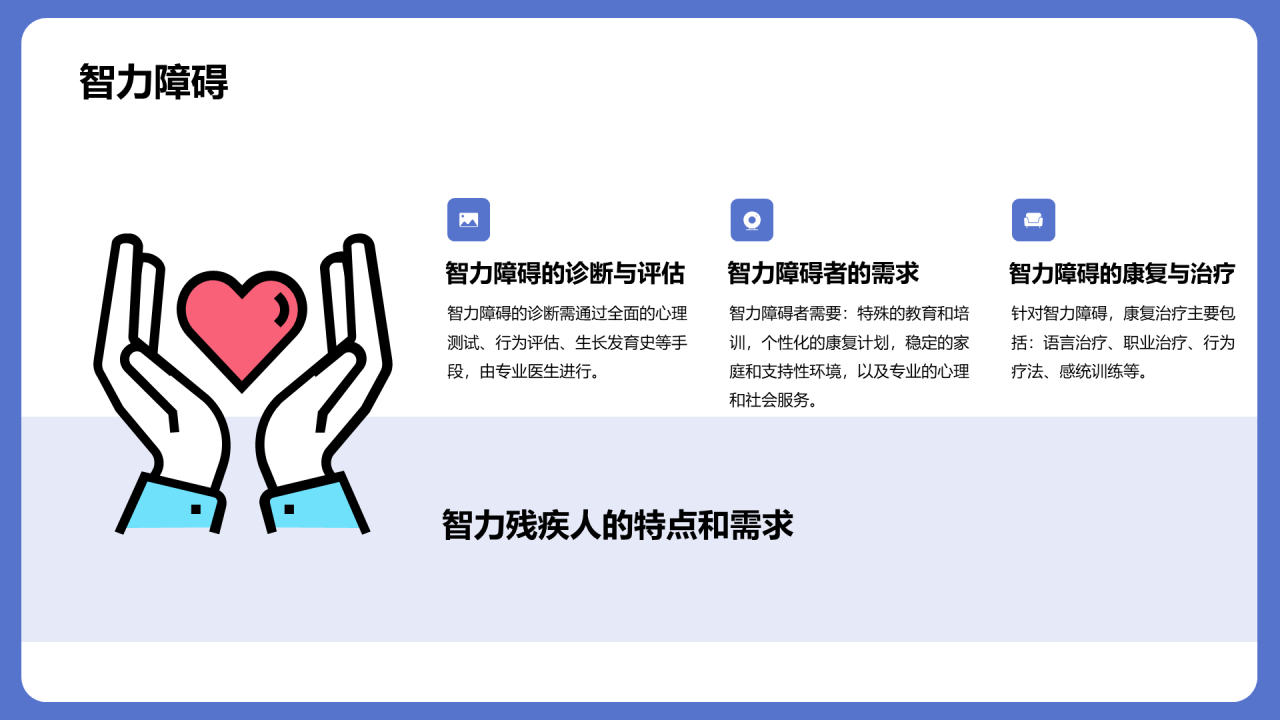 蓝色插画国际残疾人日科普介绍PPT模板