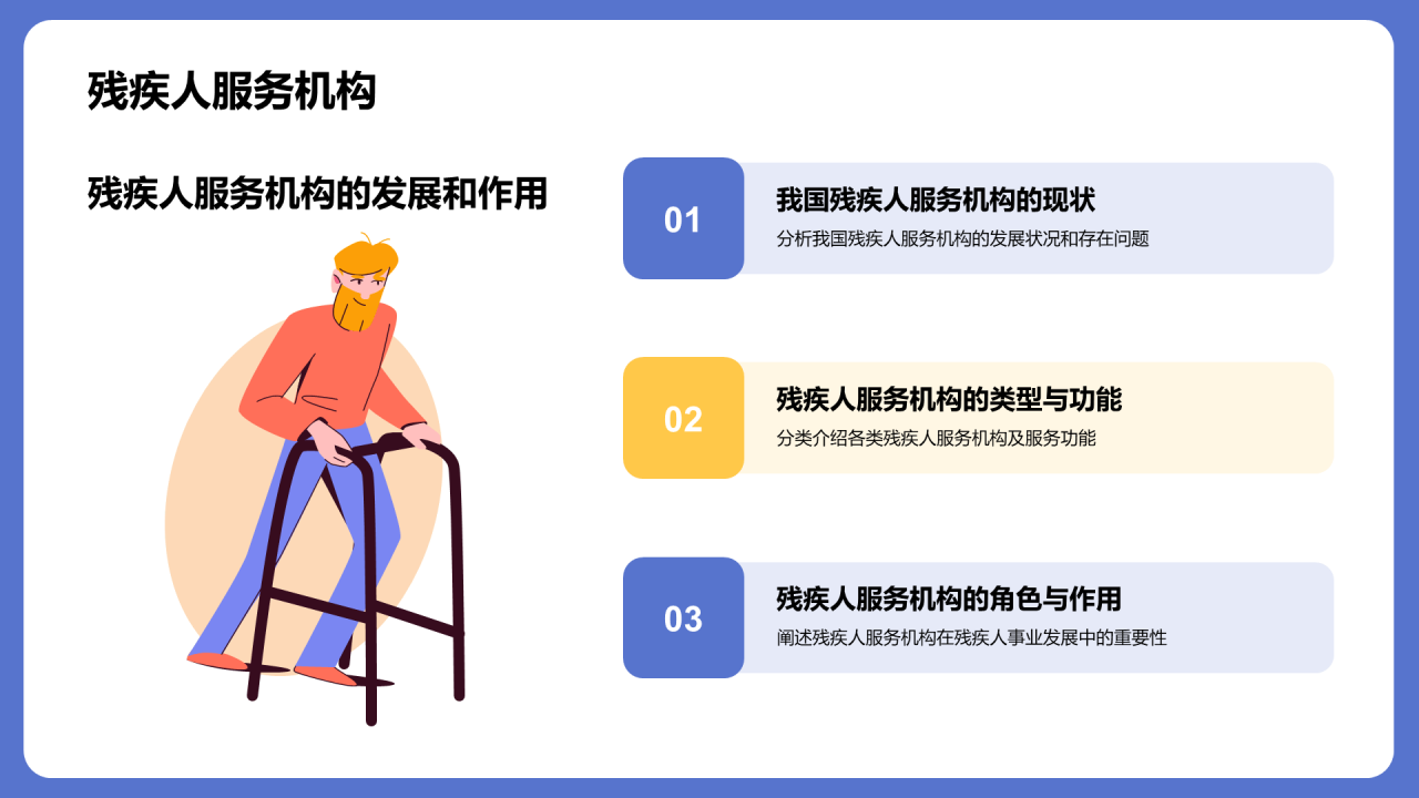 蓝色插画国际残疾人日科普介绍PPT模板