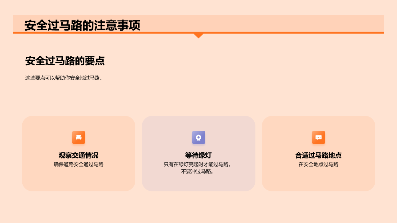 橙色插画安全出行从交通开始PPT模板