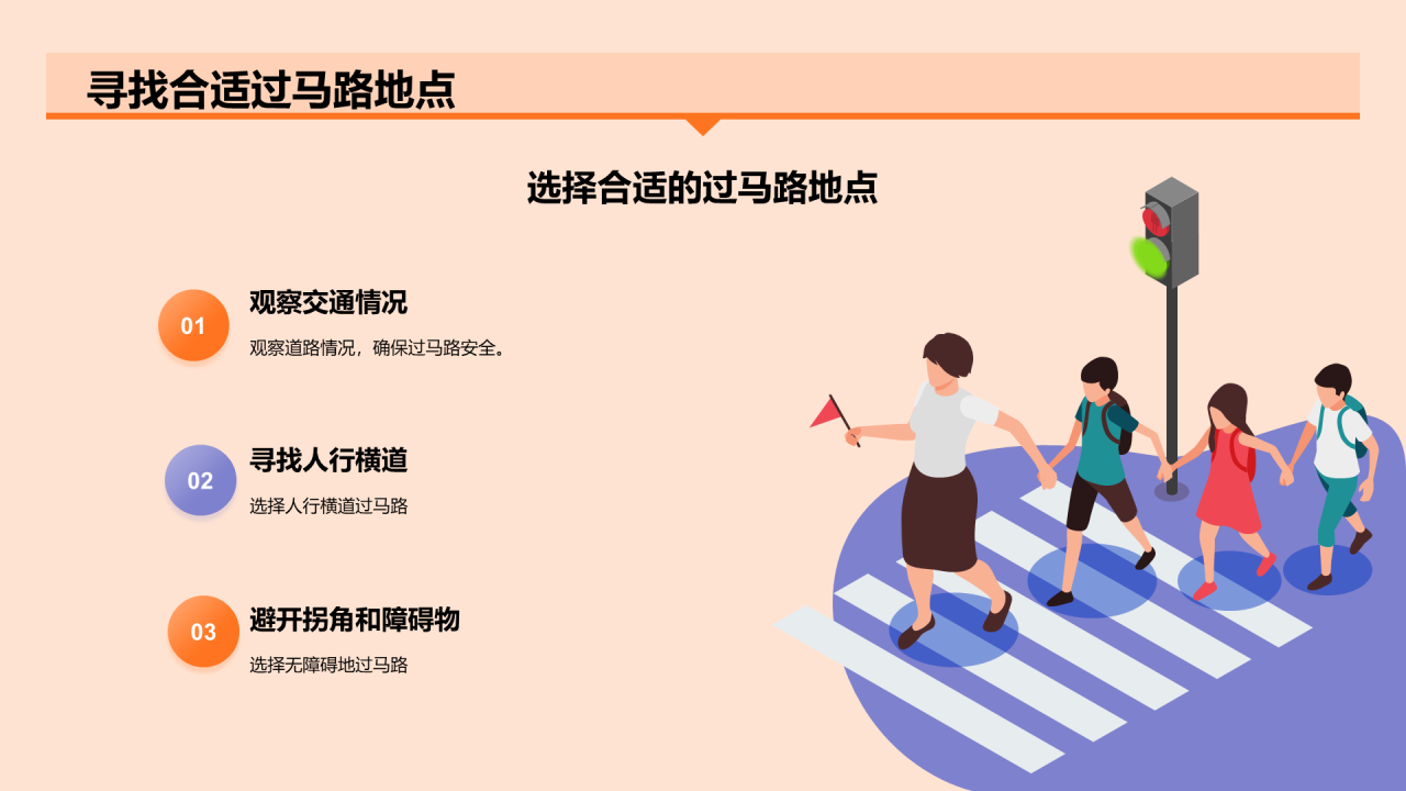 橙色插画安全出行从交通开始PPT模板