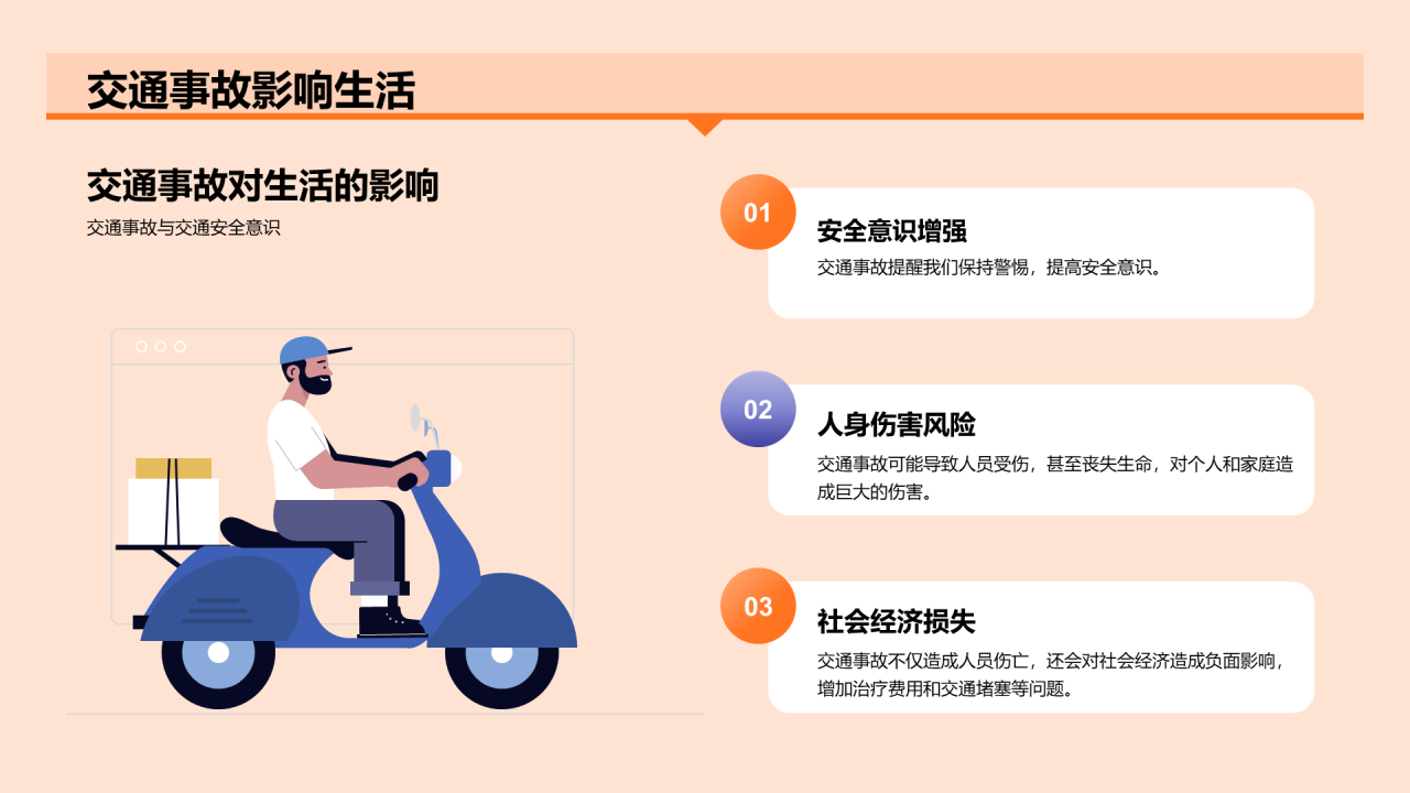 橙色插画安全出行从交通开始PPT模板