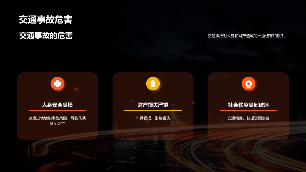 橙色提高交通安全意识PPT模板