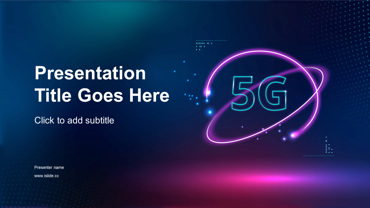 蓝色科技智能5G通讯互联网发布会PPT模板