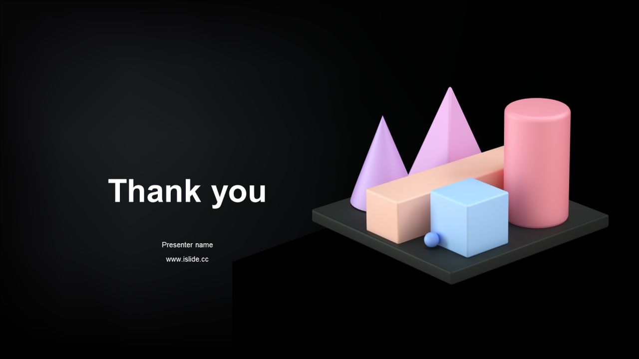 黑色创意3D几何多边形立体图造型PPT素材