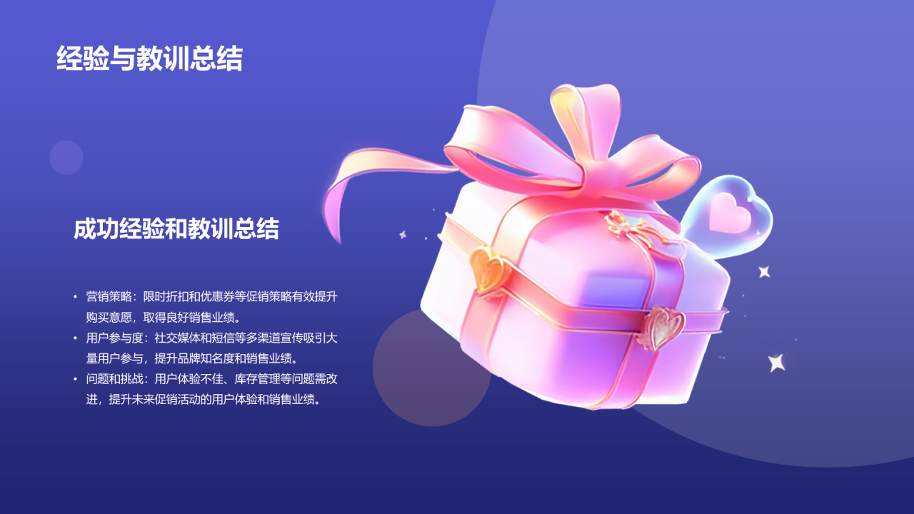 紫色3D创意酷炫双十二活动复盘PPT模板
