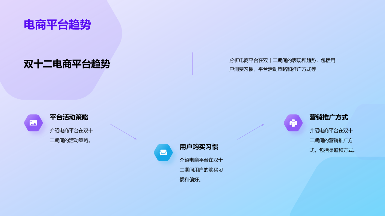 紫色3D创意酷炫双十二营销策划PPT模板