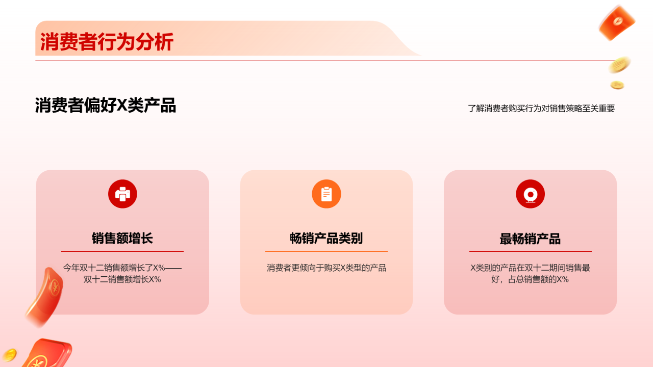 红色3D创意炫酷双十二销售策略解析PPT模板
