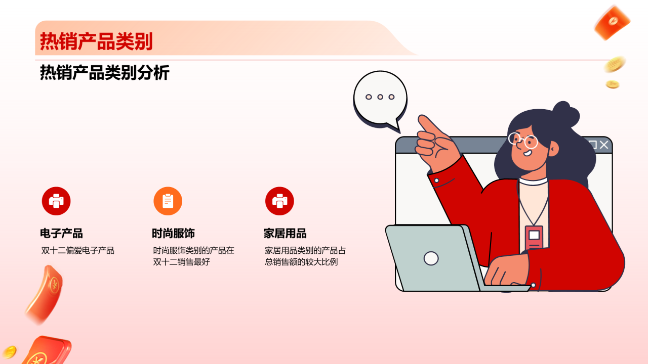 红色3D创意炫酷双十二销售策略解析PPT模板