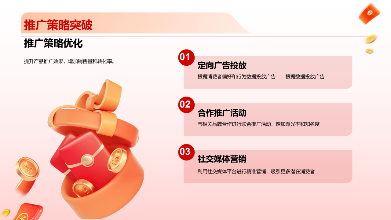 红色3D创意炫酷双十二销售策略解析PPT模板