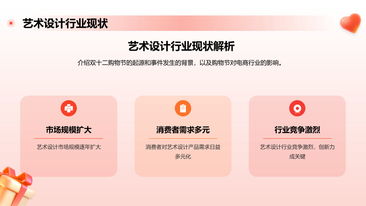 橙色3D创意炫酷双十二产品促销全攻略PPT模板