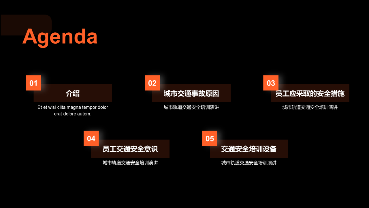 橙色商务现代交通提升策略PPT提升交通安全意识PPT模板
