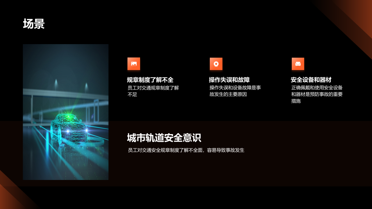 橙色商务现代交通提升策略PPT提升交通安全意识PPT模板