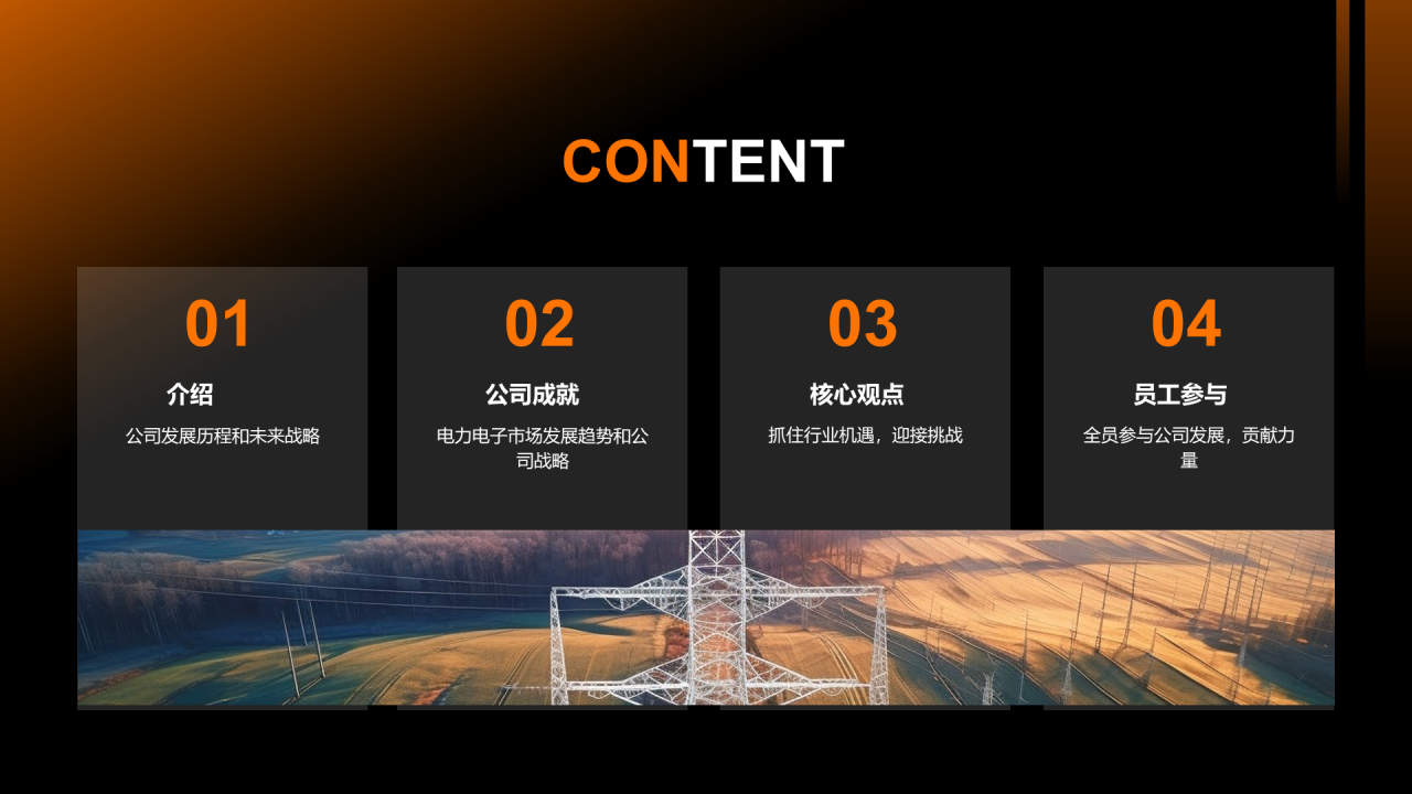 黑色电力行业年终总结PPT模板