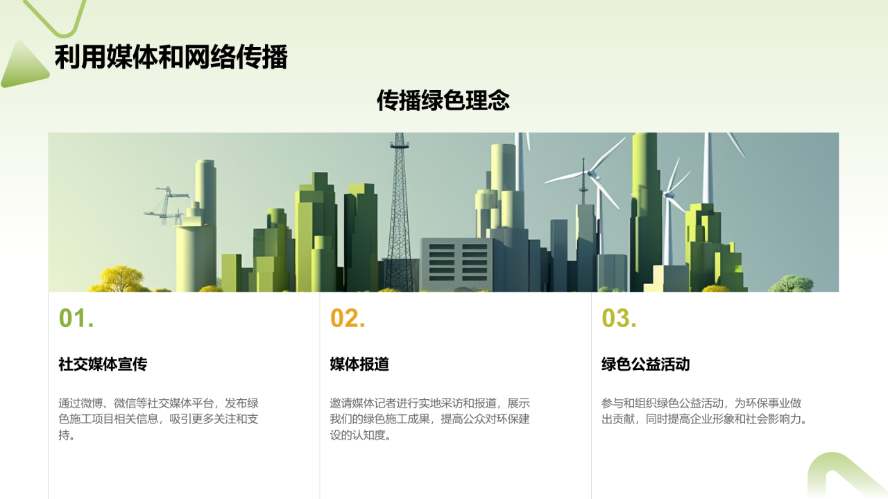 绿色商务现代建筑施工实践年终总结PPT模板