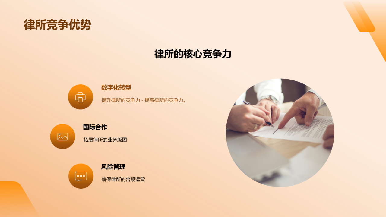 橙色商务现代法律行业年终总结PPT模板