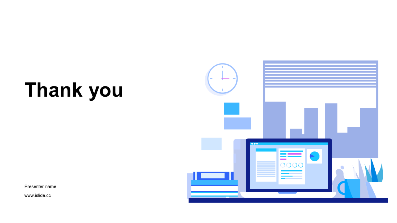 蓝色插画互联网服务工作总结PPT主题