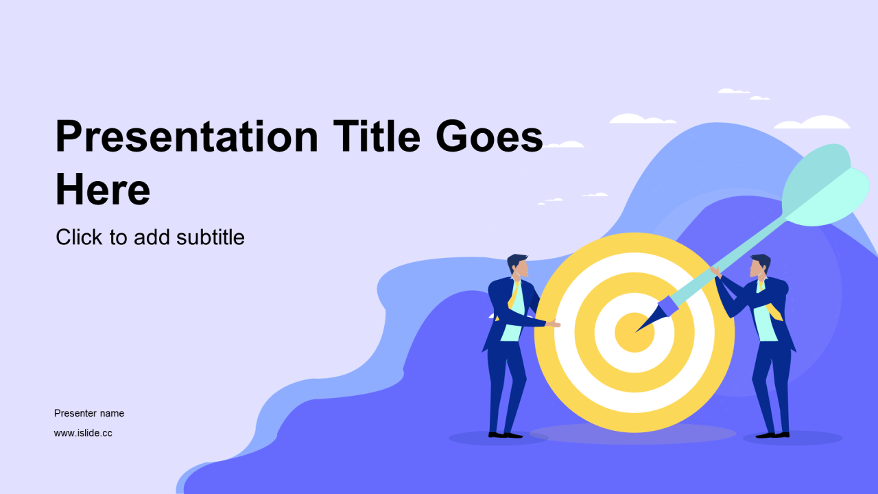 蓝色插画商务办公工作总结PPT主题