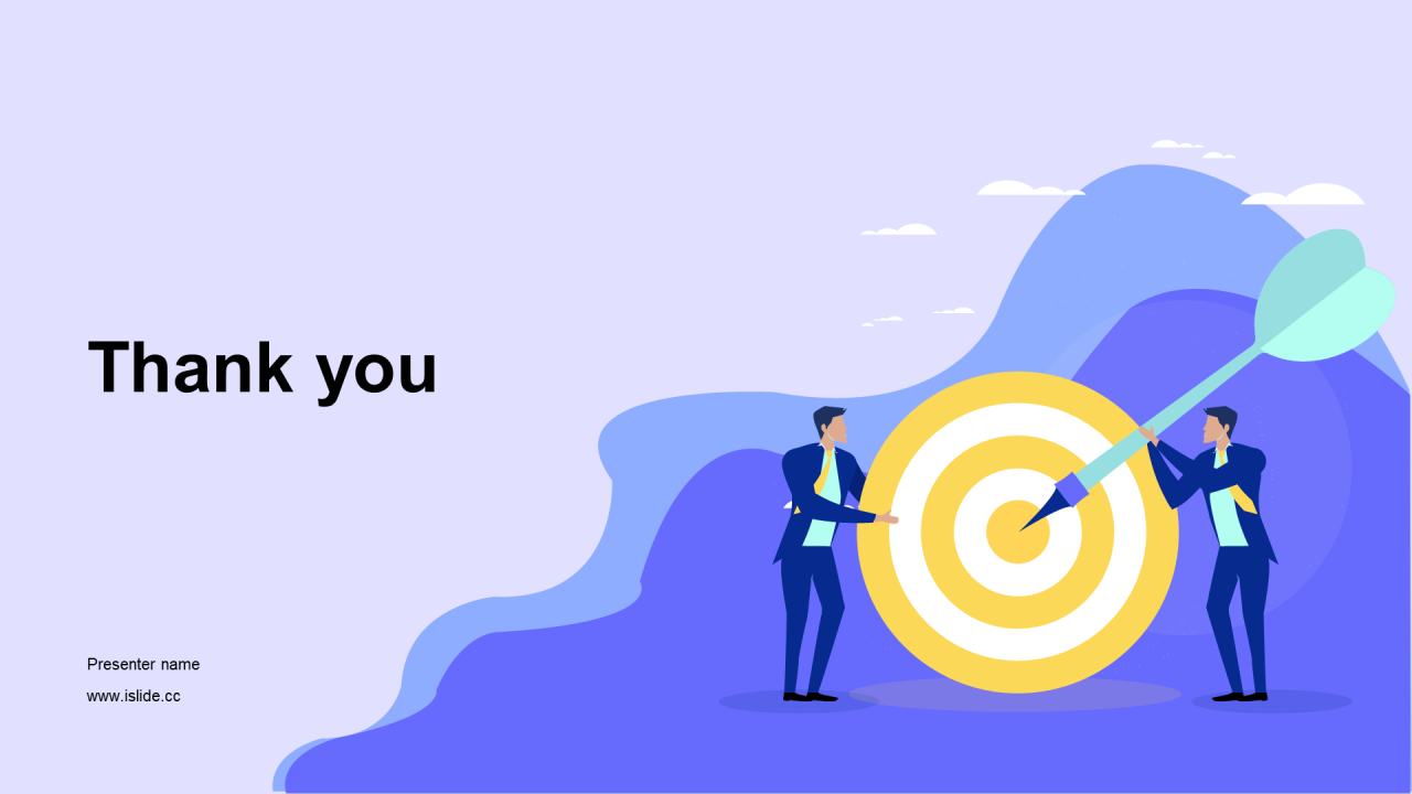 蓝色插画商务办公工作总结PPT主题