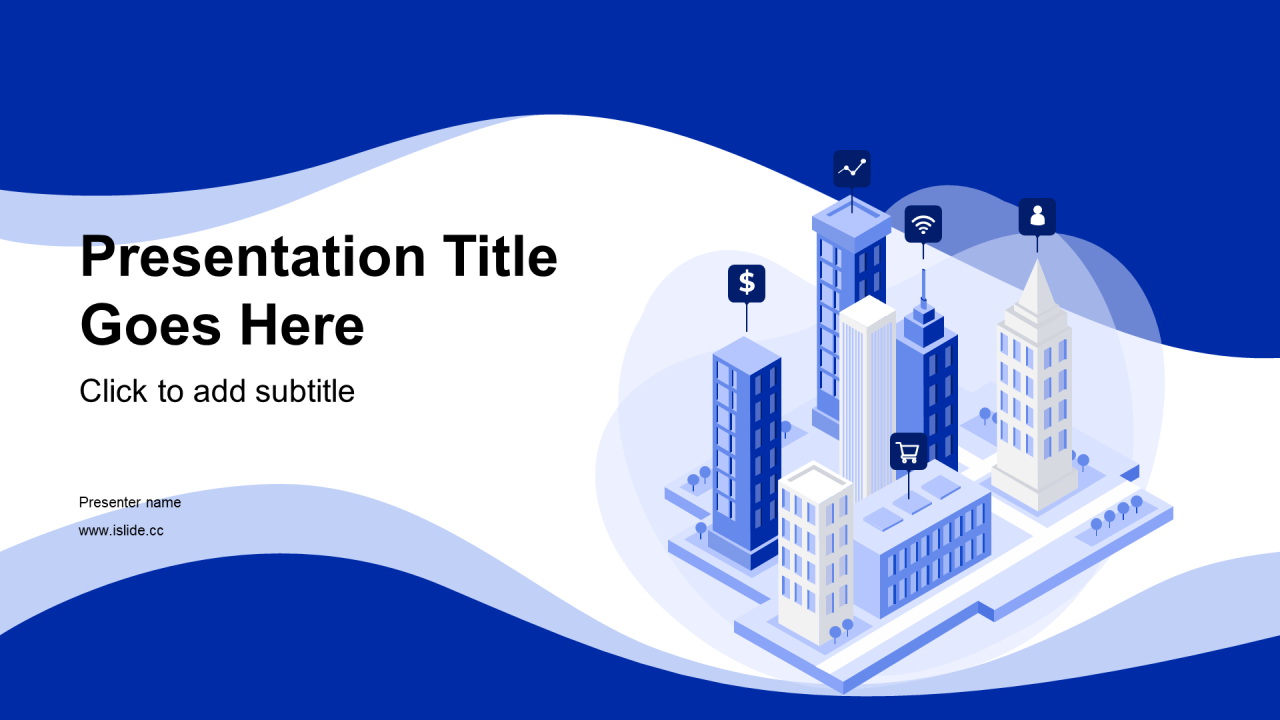 蓝色插画公司技术岗位竞聘述职PPT模板下载