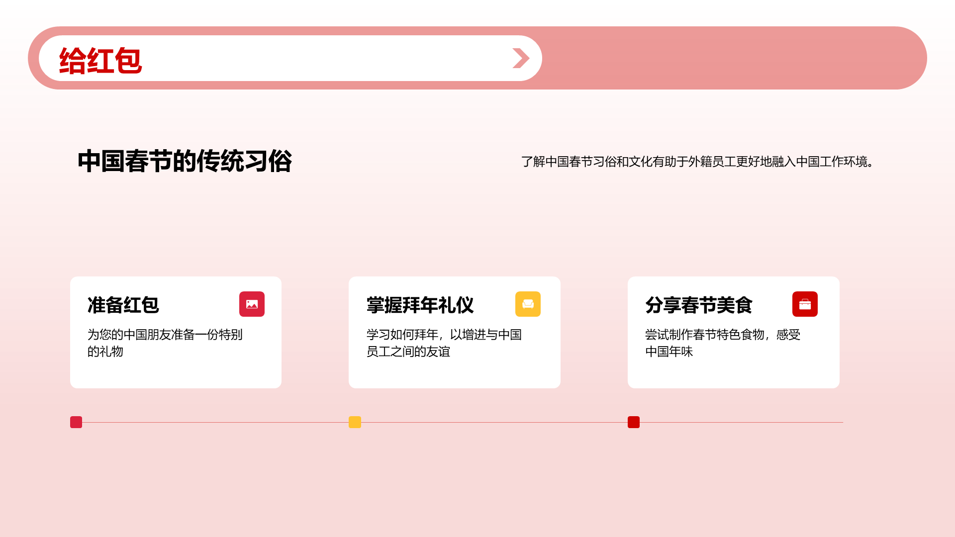 红色插画迎接新年春节习俗与文化PPT模板