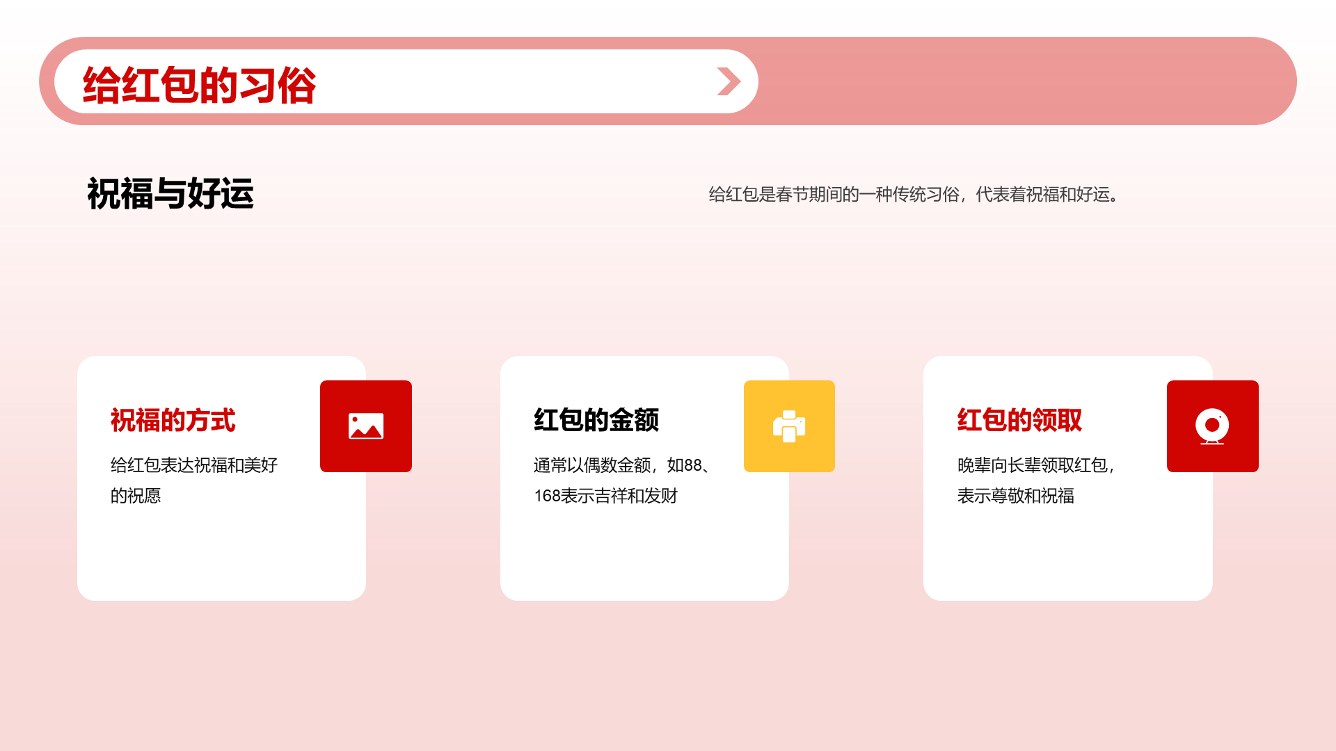 红色插画迎接新年春节习俗与文化PPT模板