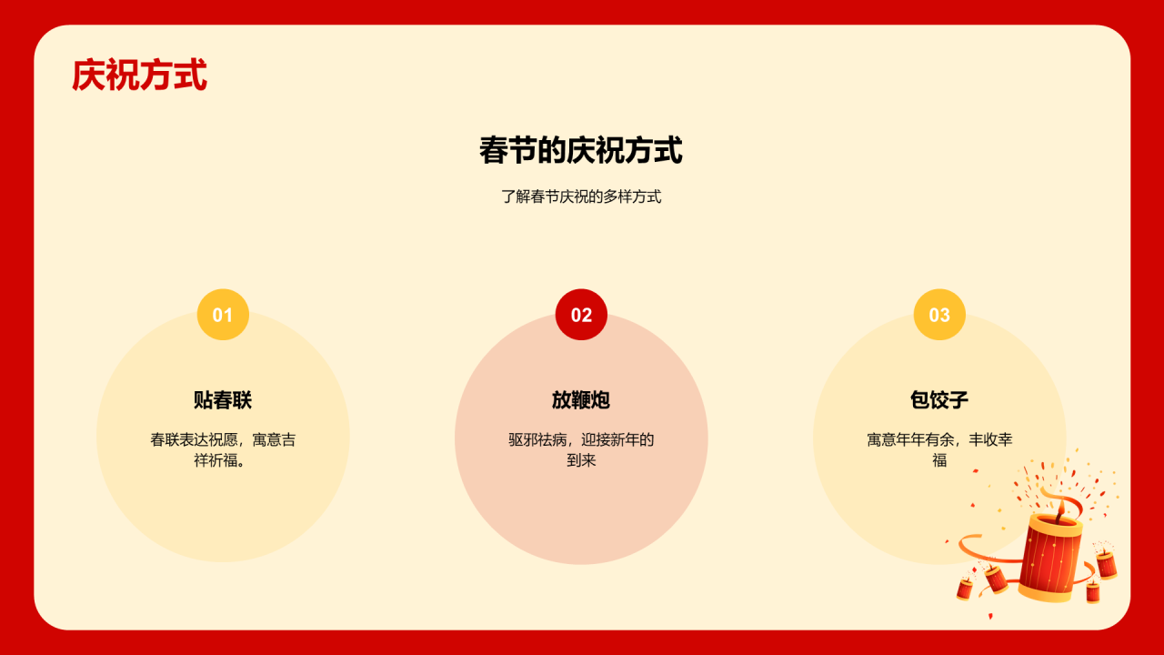 红色喜庆新年春节华夏春节魅力介绍PPT模板