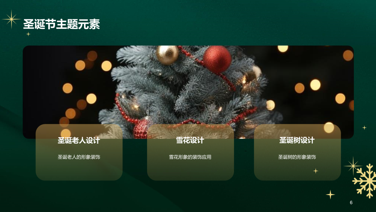 绿色商务圣诞节室内装饰设计PPT模板