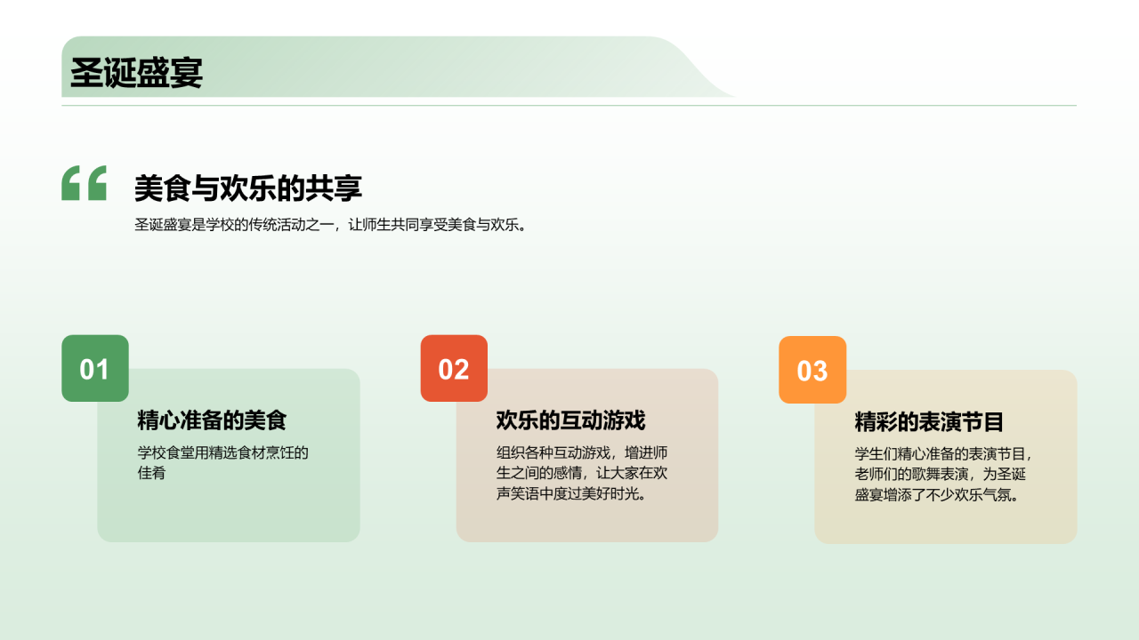 绿色3d圣诞节活动策划PPT模板 