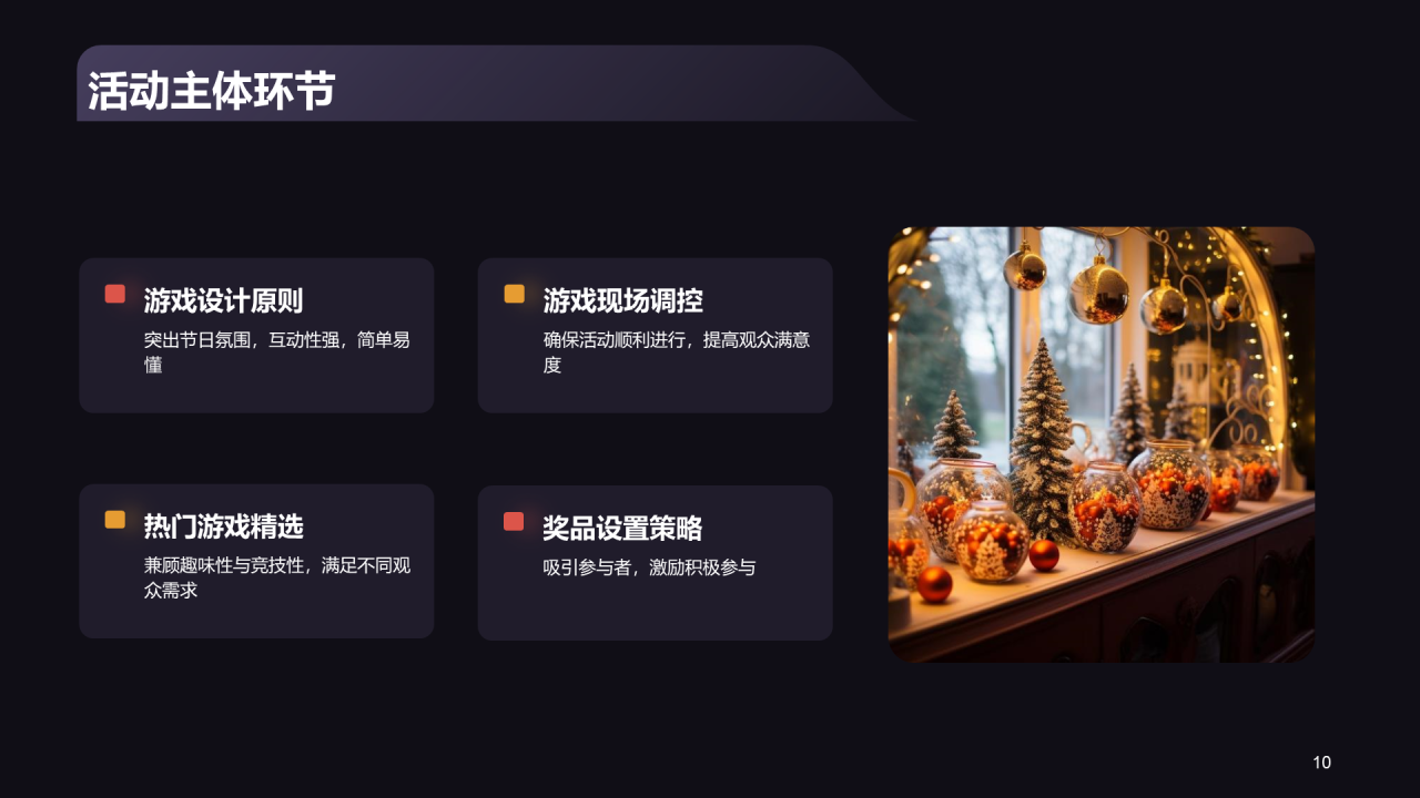 黑色商务平安夜活动总结复盘PPT模板 