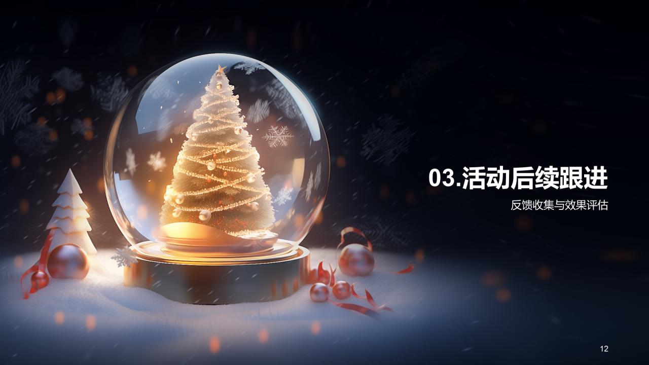 黑色商务平安夜活动总结复盘PPT模板 