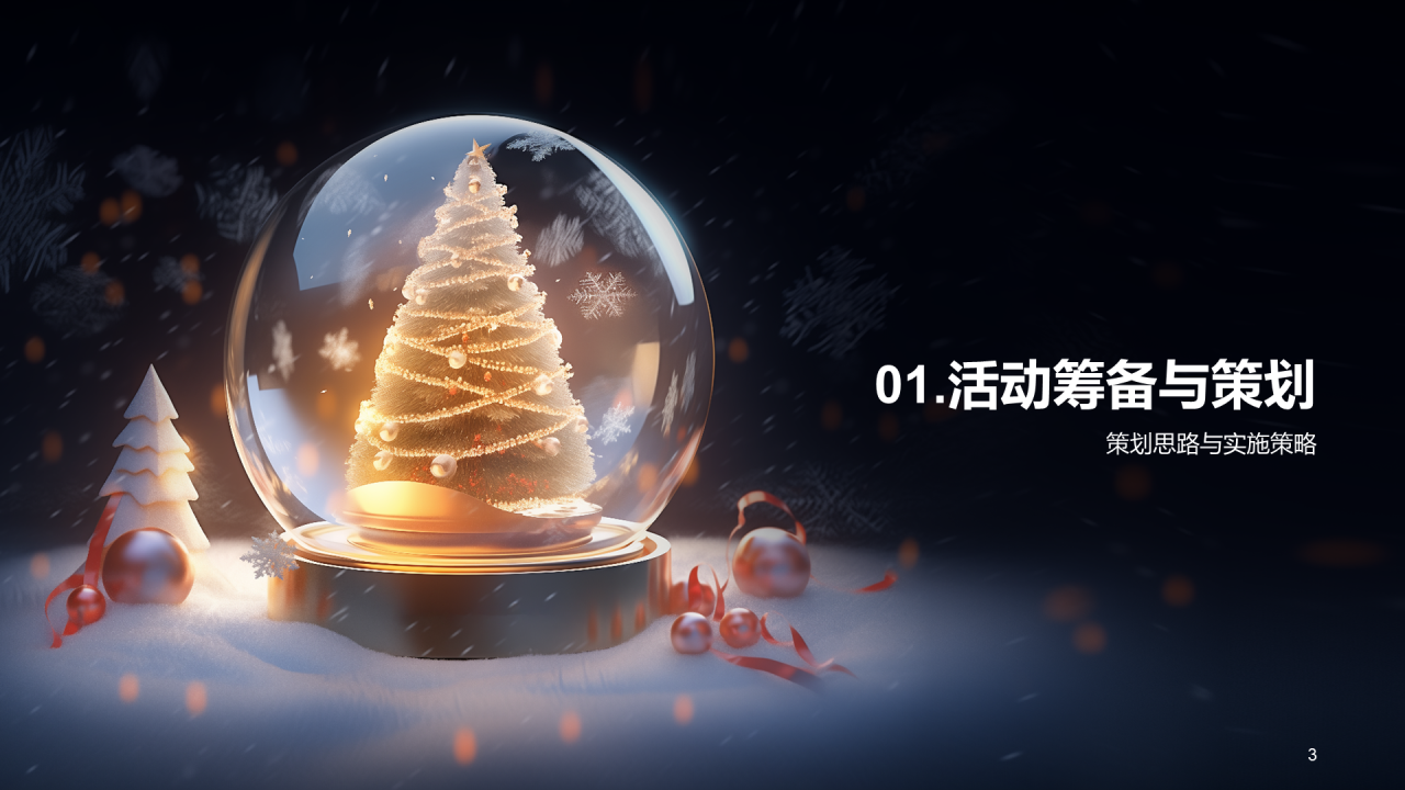 黑色商务平安夜活动总结复盘PPT模板 