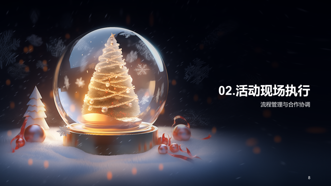 黑色商务平安夜活动总结复盘PPT模板 