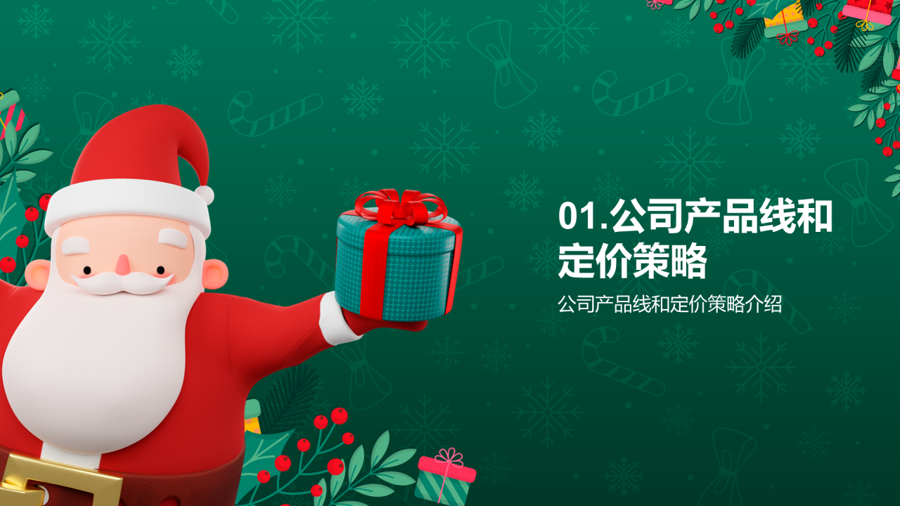 绿色3D创意圣诞节促销活动计划PPT模板 