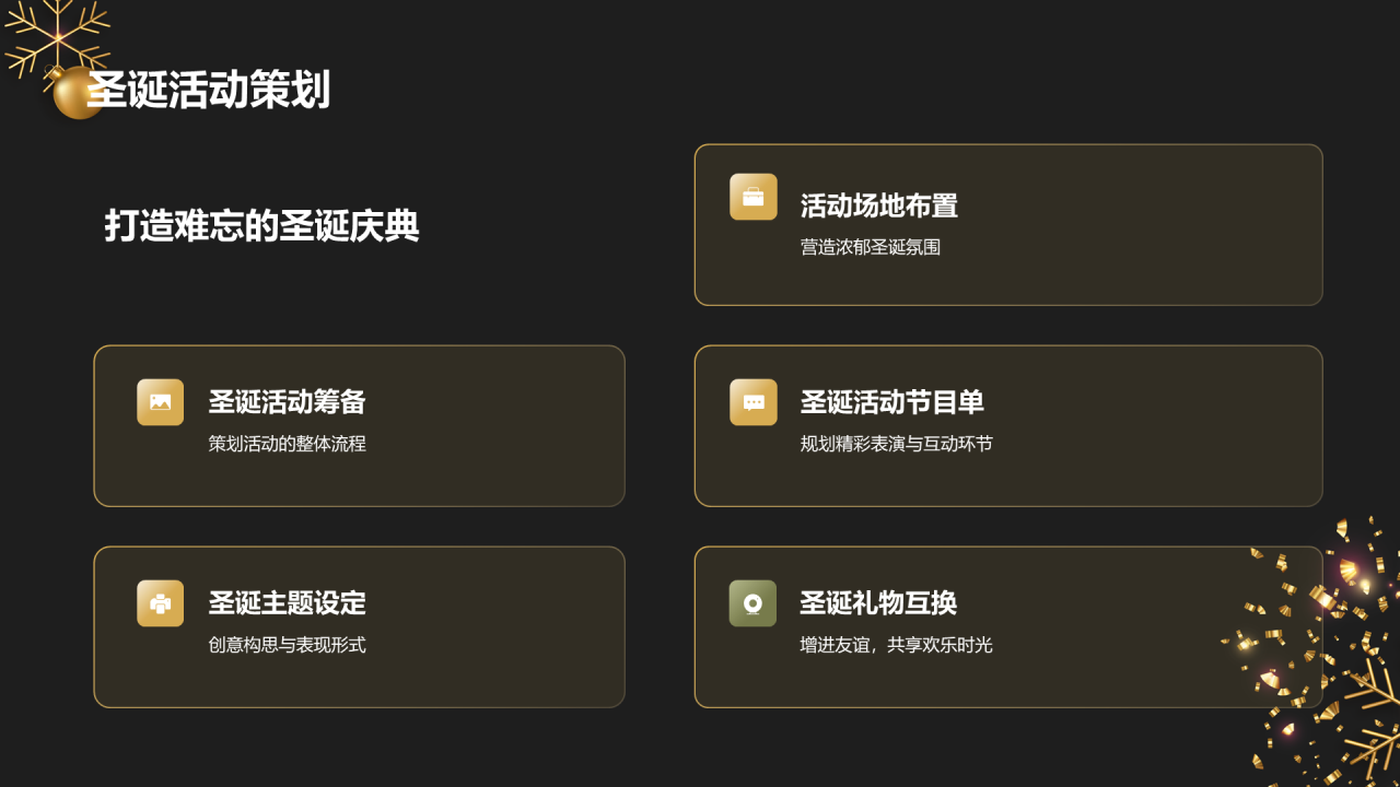 黑金奢华圣诞主题活动推广策划PPT模板