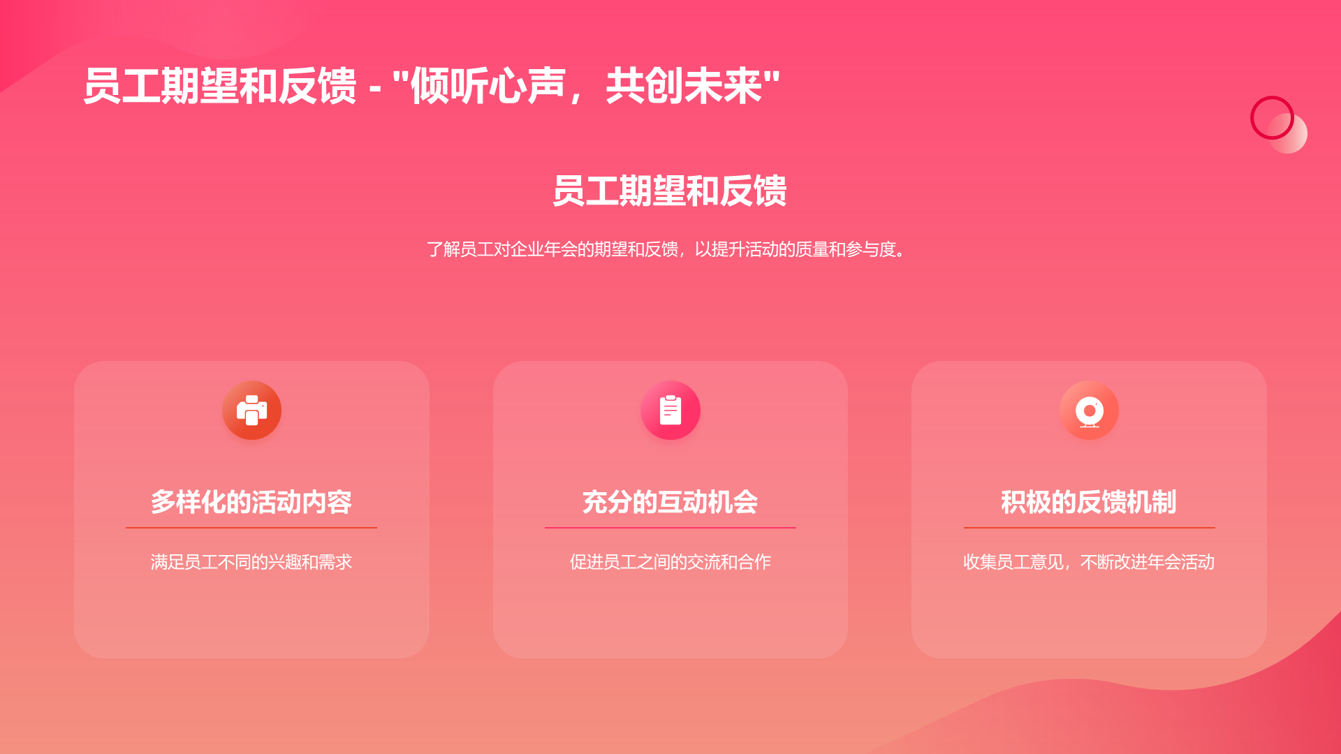 红色简约扁平年会创新PPT模板
