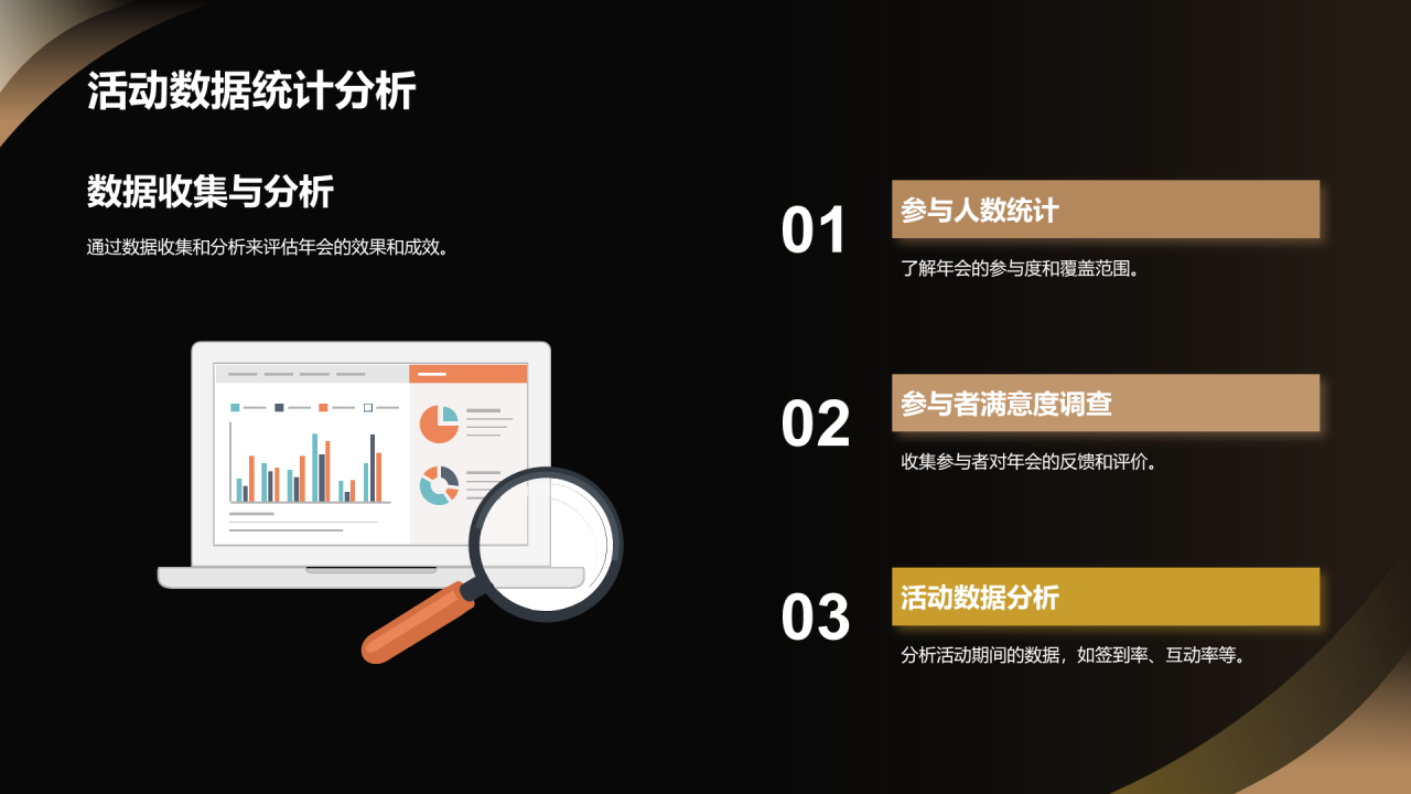 黑色奢华玩转年会策划到执行PPT模板